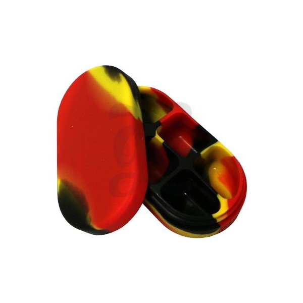 Estuches de silicona 6 secciones - Negro, rojo y amarillo abierto