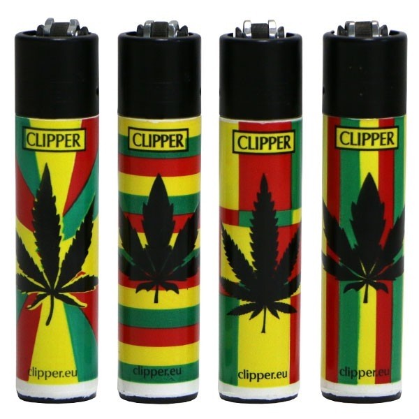 Mechero Clipper - Hojas de marihuana y colores rasta