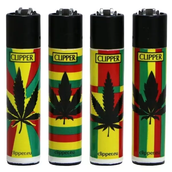 Clipper isqueiro - Folhas de ervas daninhas e rasta colorida