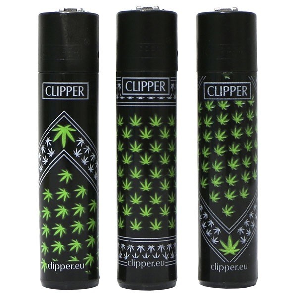 Mechero Clipper - estampado de hojas de marihuana