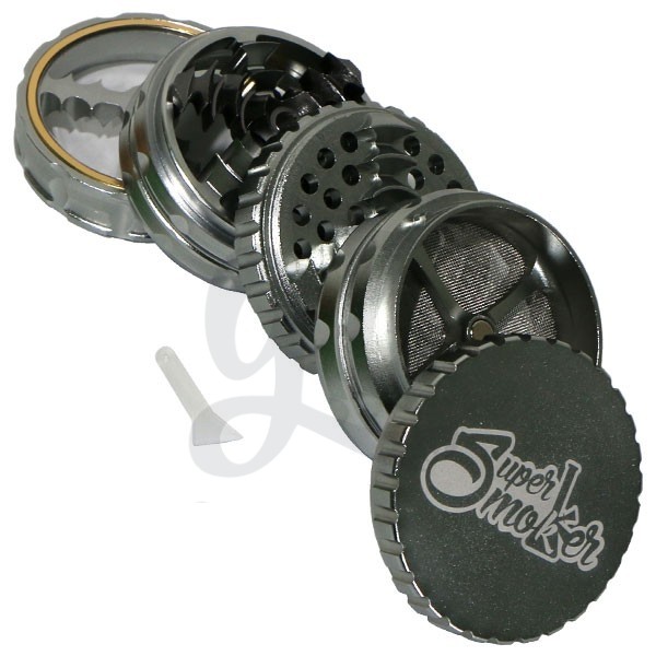 Double Aluminum Giza Grinder 62mm 5 Parts - Silver, Open