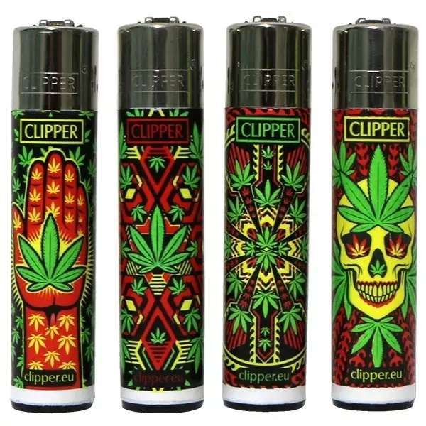 Clipper Lighter - leaves and skulls