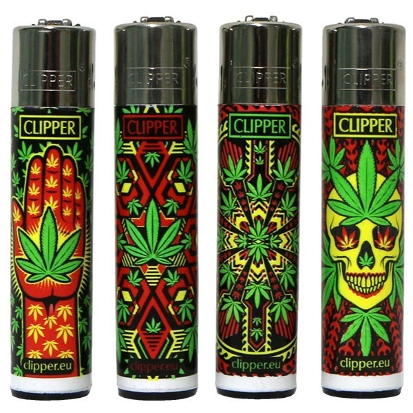 Mechero Clipper - hojas y calaveras