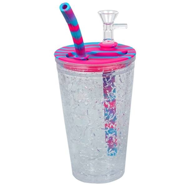 Bong de Silicona y Plástico Freeze Cooling Cup morado y rosa