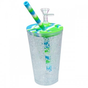 Bong de Silicona y Plástico Freeze Cooling Cupverde azul y blanco