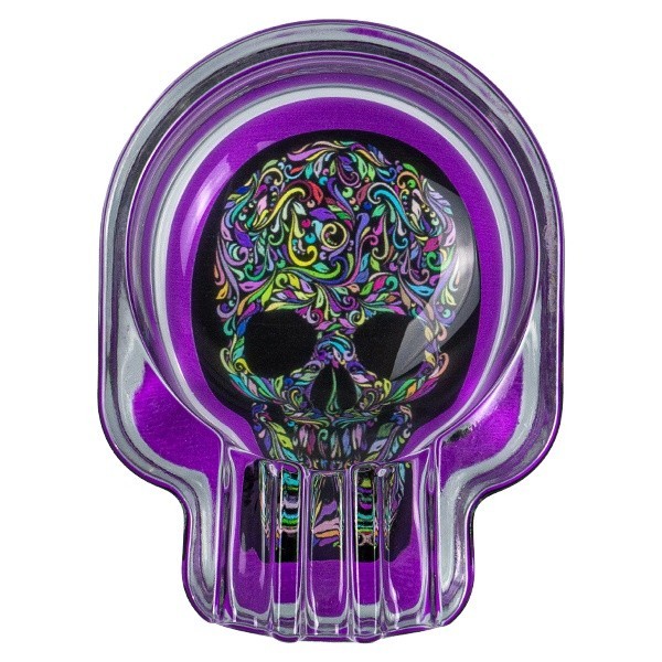 Champ glass skull ashtray purple front