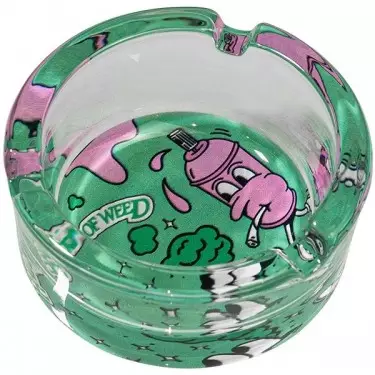 Hall of Weed Green Glass Ashtray