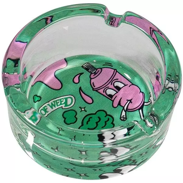 Hall of Weed Green Glass Ashtray