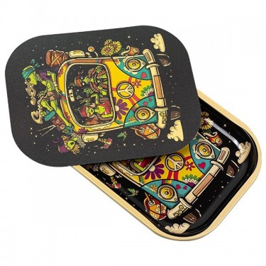 'Hippie Bus' Small Rolling Tray With Lid