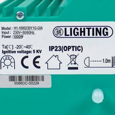 Luminaria 1000W DE GB Lighting características