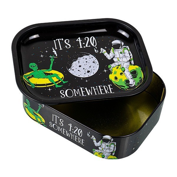 Caja de Metal con Bandeja de Liar '420 Somewhere'