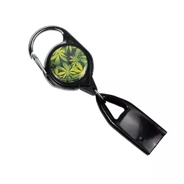 Retractable Lighter Leash green leaves