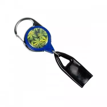 Retractable Lighter Leash green leaves blue