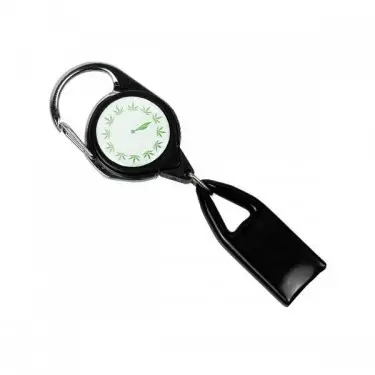 Retractable Lighter Leash marijuana clock black