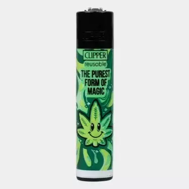 Mechero Clipper Weed Slogan 14 verde