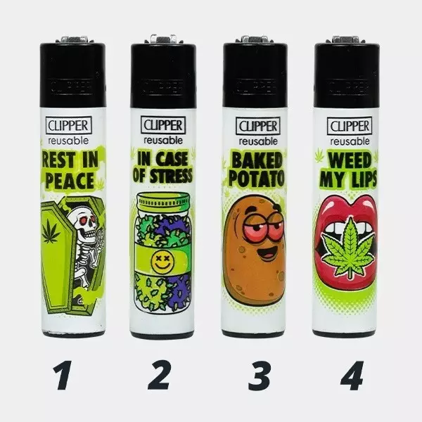 View Mechero Clipper Weed Slogan 12