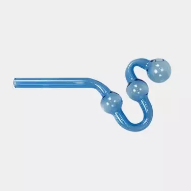 Pipa Curvada de Vidrio para Aceite Azul