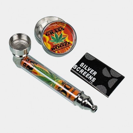 Set de pipa + grinder + rejillas planas