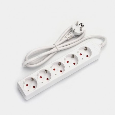Regleta con 5 Enchufes Blanca sin interruptor