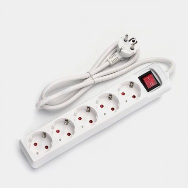 Regleta con 5 Enchufes Blanca con interruputor