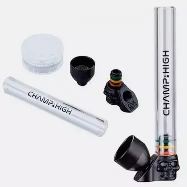 Pipa Cristal + Grinder Champ High componentes