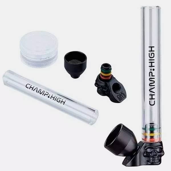Pipa Cristal + Grinder Champ High componentes