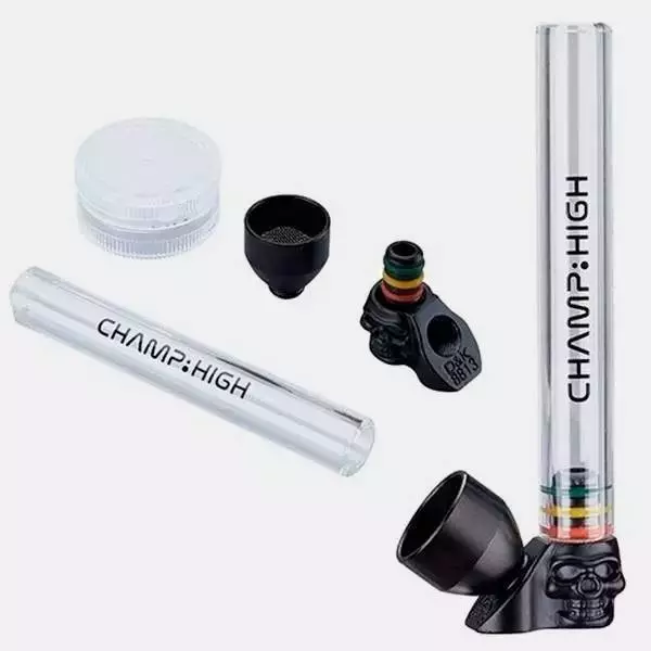 Pipa Cristal + Grinder Champ High componentes