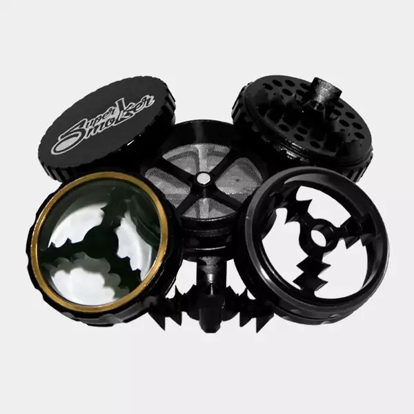 Grinder Doble Aluminio Giza 62mm 5 partes negro abierto