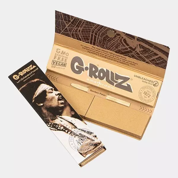 Unbleached King Size Rolling Papers + Tips by G-Rollz