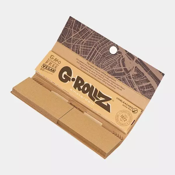 Unbleached King Size Rolling Papers + Tips by G-Rollz