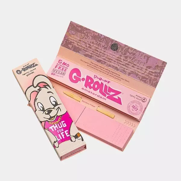 View G-Rollz Pink King Size Rolling Papers + Tips - GB The Green Brand