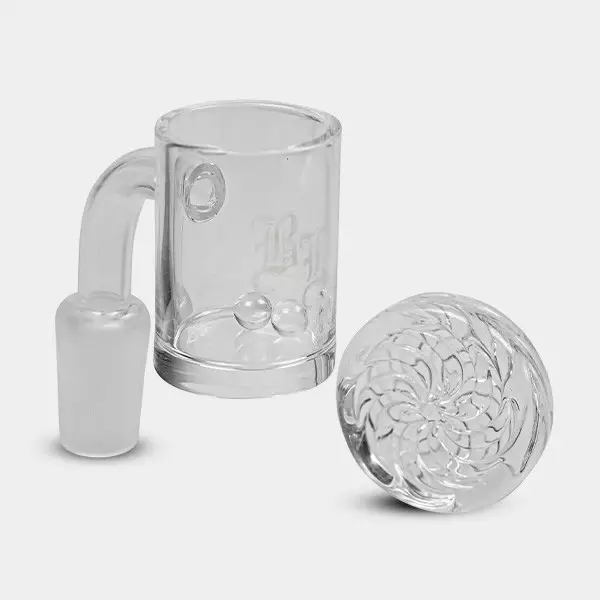 Banger BHO - Banger Cuarzo Macho 14 mm 90º + Carb Cap + 2 Terp Perls