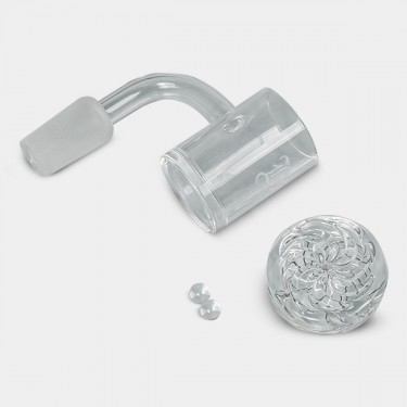 Banger BHO - Banger Cuarzo Macho 14 mm 90º + Carb Cap + 2 Terp Perls