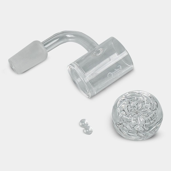 Banger BHO - Banger Cuarzo Macho 14 mm 90º + Carb Cap + 2 Terp Perls