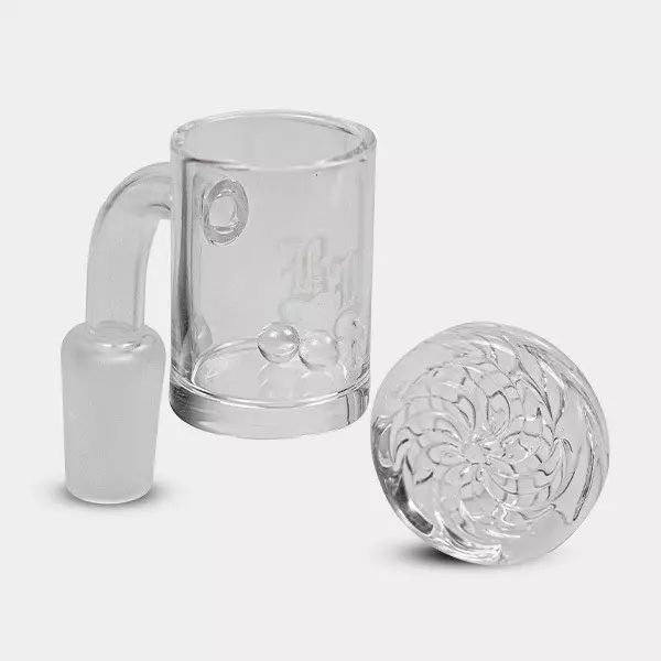 BHO 17cm Glass Bong Carb Cap + 2 Terp Perls disassembled