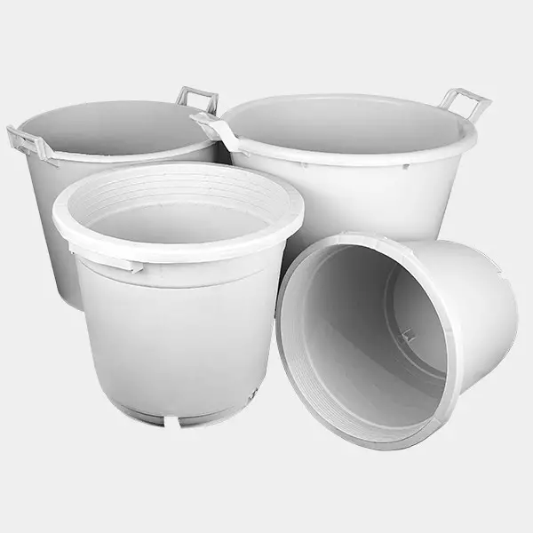 Large round white pot/container - GB