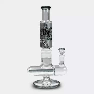 Black Leaf Pre-Cooler Bong with Spiral + Inline Slit - Growbarato