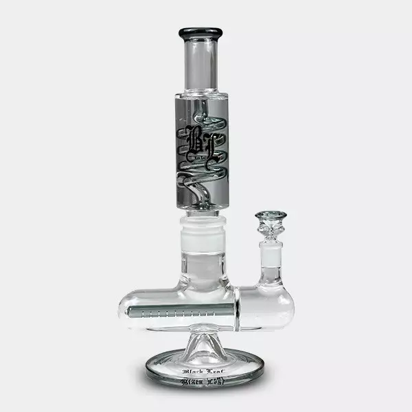 Black Leaf Pre-Cooler Bong with Spiral + Inline Slit - Growbarato