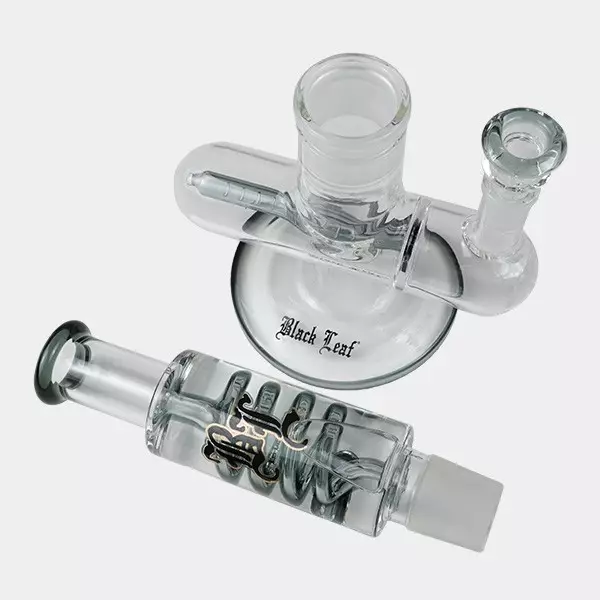 Bong gel enfriador con espiral + Inline Slit Black Leaf partes gris