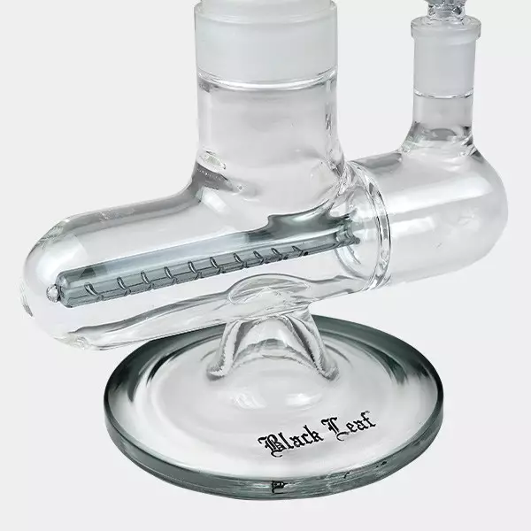 Black Leaf Pre-Cooler Bong with Spiral + Inline Slit - Growbarato