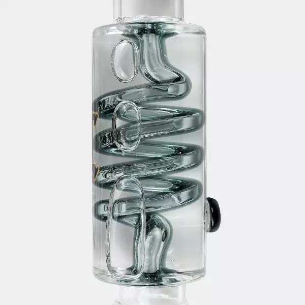 Black Leaf Pre-Cooler Bong with Spiral + Inline Slit - Growbarato