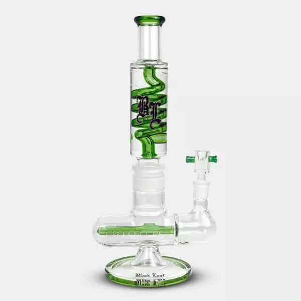 View Bong gel enfriador con espiral + Inline Slit Black Leaf verde