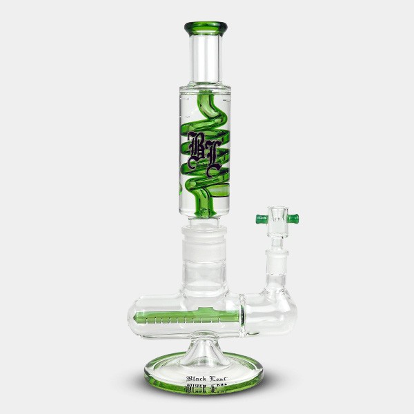 Bong gel enfriador con espiral + Inline Slit Black Leaf verde