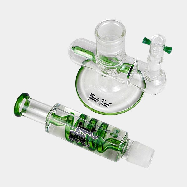 Bong gel enfriador con espiral + Inline Slit Black Leaf partes