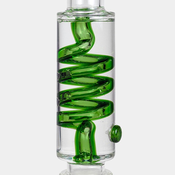 Bong gel enfriador con espiral + Inline Slit Black Leaf partes enfriador
