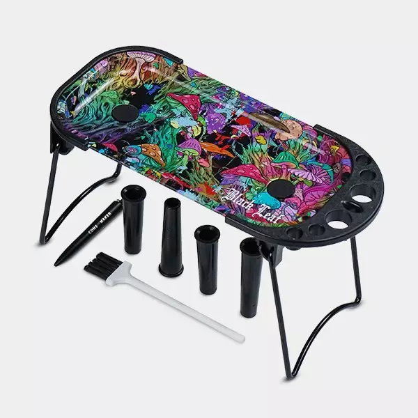 View Magic Mushrooms rolling tray with cones, brush and holders