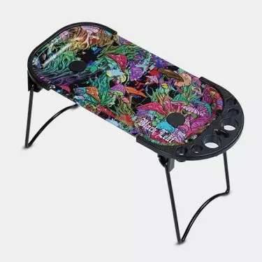 Bandeja de enrolar com cone, escovas e suportes Magic Mushrooms detalhe bandeja