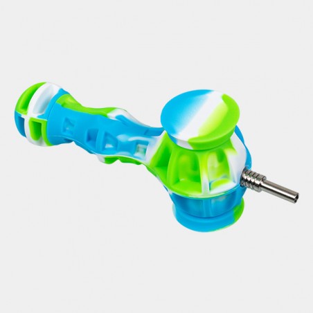 Pipa de agua portátil verde blanco y azul