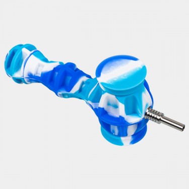 Pipa de agua portátil azul y blanco