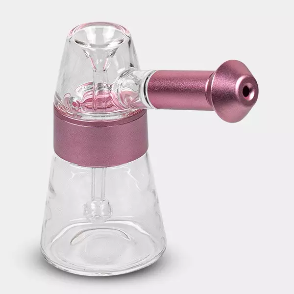 Bubbler de Cristal y Aluminio 11.5 cm rosa